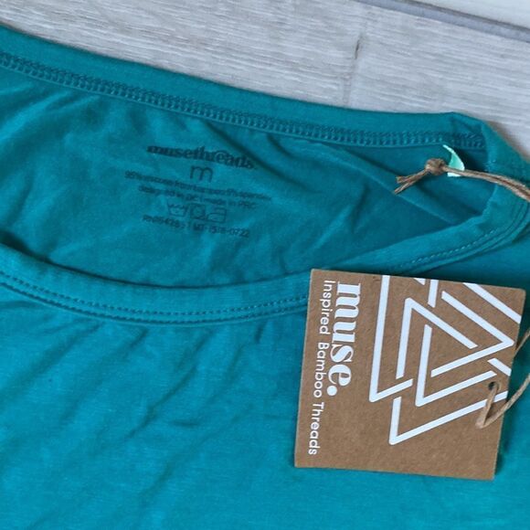 musethreads TEAL MEN'S LONG‎ SLEEVE LOUNGE CREW Size M in Teal NWT - Picture 6 of 6